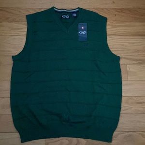 Chaps mens v-neck sweater vest Large Pine Green NWT